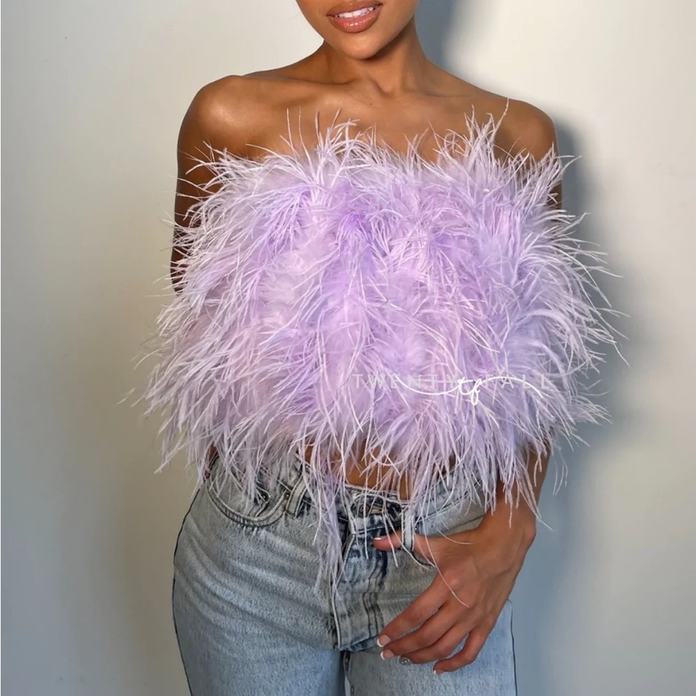 Twenty Fall Lilac Feather Top (OS)